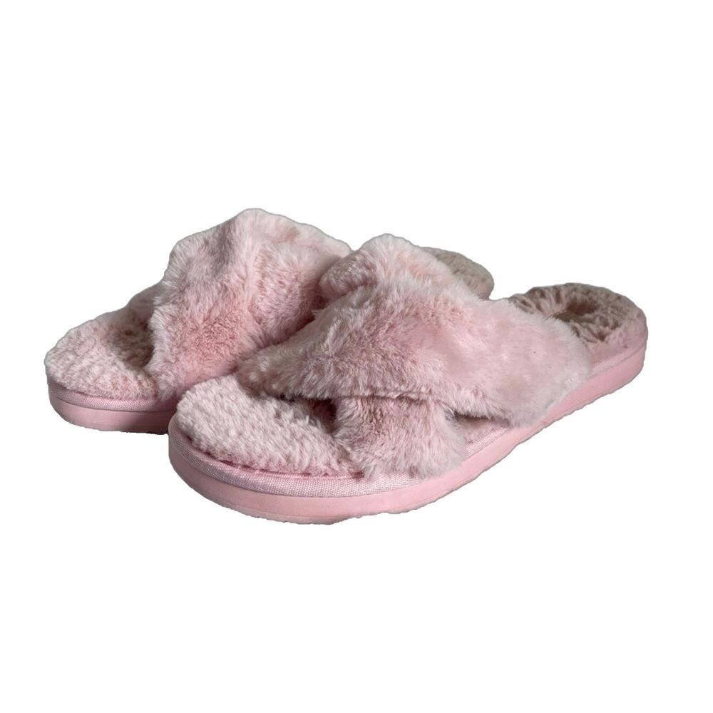 Koolaburra UGG Ballia Fur Slides Pink Women Size 8 Fuzzy Slip On Shoes Slippers